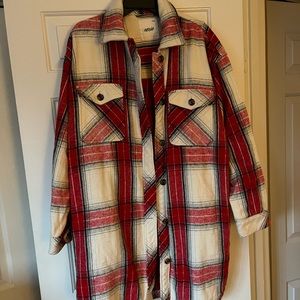 American Eagle long plaid shacket